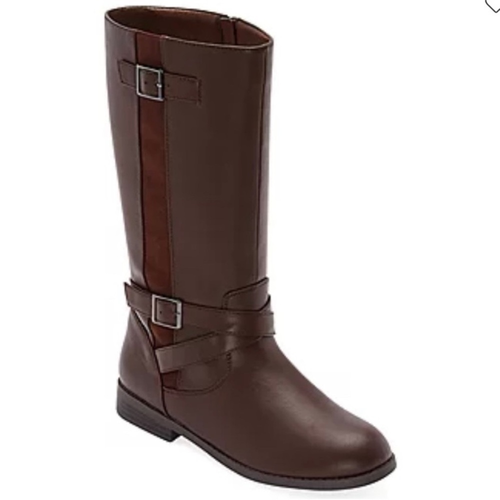 Thereabouts Women’s Sea Brook Brown Zip Up Faux Leather Knee-High Boots Size 5